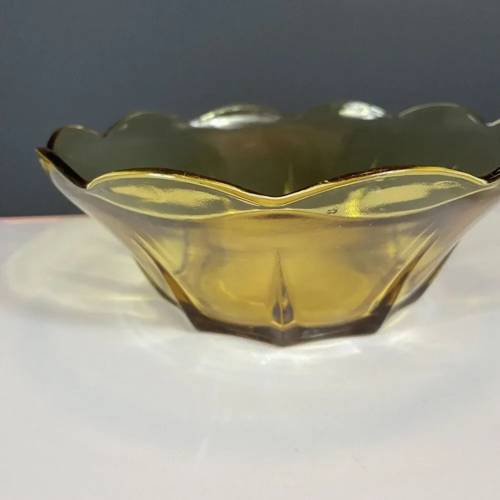 Anchor Hocking Bowl Set Honey Gold Set  Serving Yellow Swedish Modern Vtg